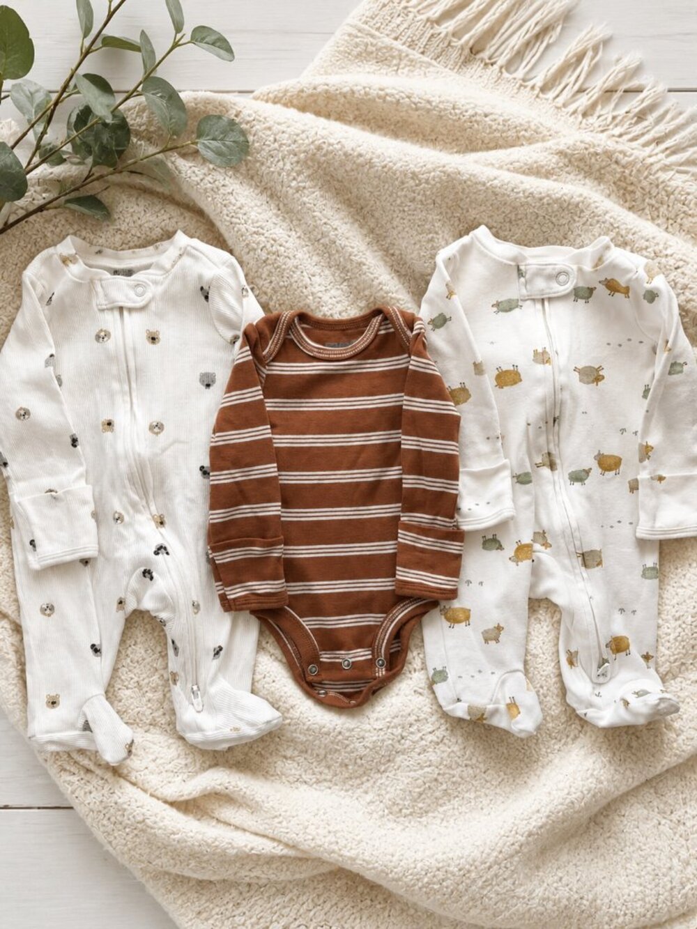 Carter's Newborn 3 Pc Outfit Set NB Sleep & Play Footed Pajamas Bodysuit Baby